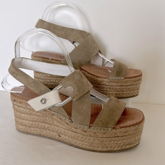 rag & bone August Suede And Leather Espadrille Sandals In Taupe Size 37.5 - Picture 1 of 8